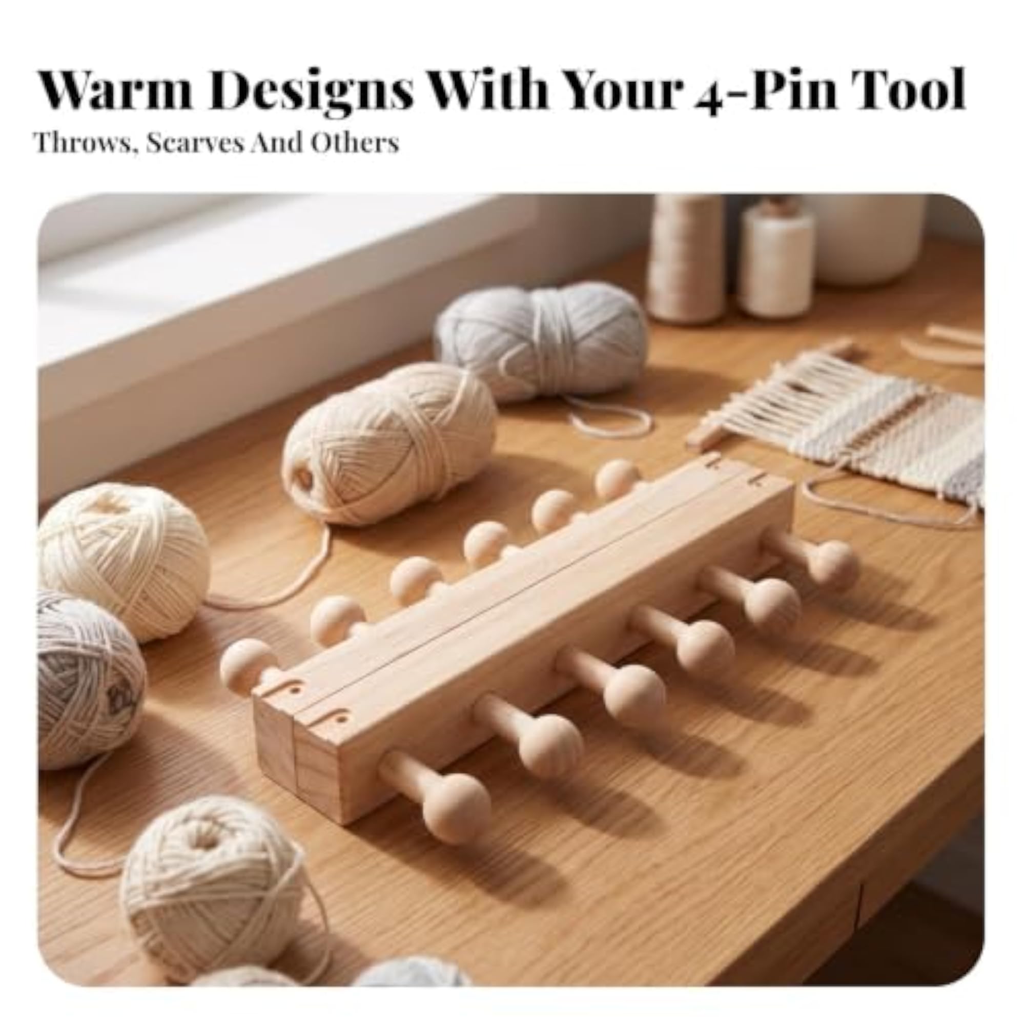 Smooth Wooden Chunky Blanket Loom for Thick Yarn Crafts